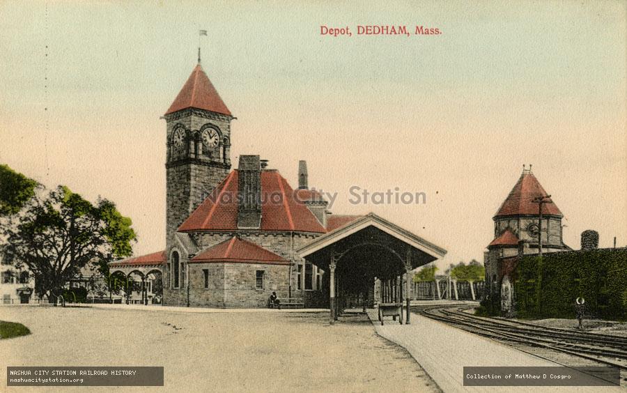 Postcard: Depot, Dedham, Massachusetts